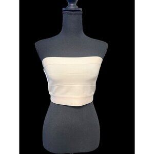 Susana Monaco Womens Beige Strapless Tube top, Zip-Back Crop Top, SM